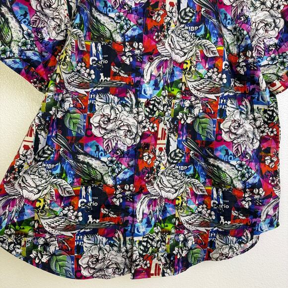 Robert Graham Brenham Shirt Mens XL Multi Floral Short Sleeve Button Up Cotton - Picture 4 of 11